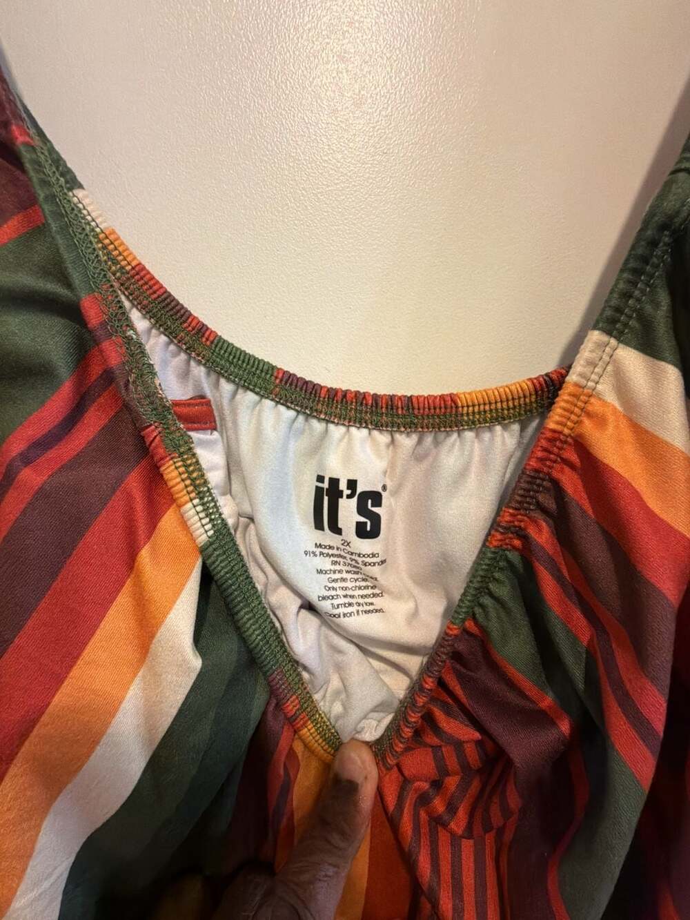 it's Multi-Color Striped Off-the-Shoulder Ruffle Bodysuit - Picture 2 of 3